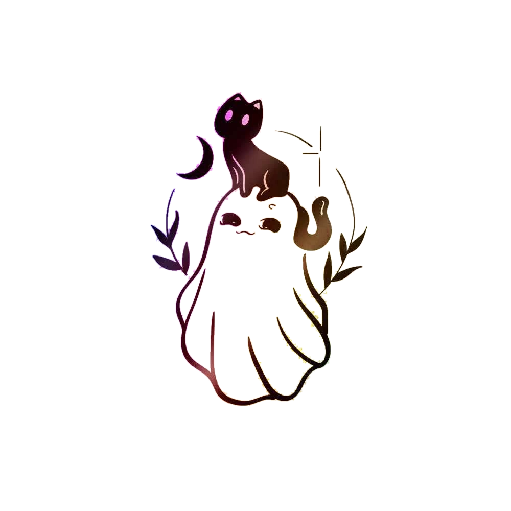 Cute Cat and Gost Holographic Stickers